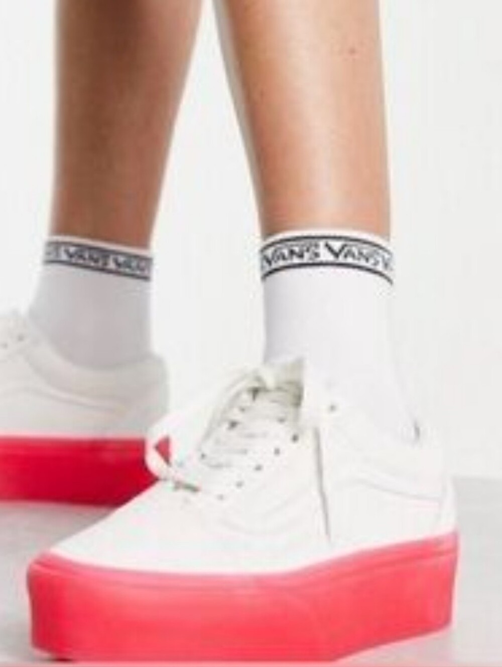 Vans Womens 8M / Mens 6.5M Ua Stackform Sneakers White Suede Pink Gum Sole NWT